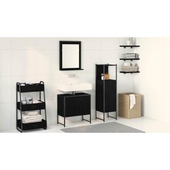 3tlg. Badschrank-Set Schwarze Eiche Holzwerkstoff