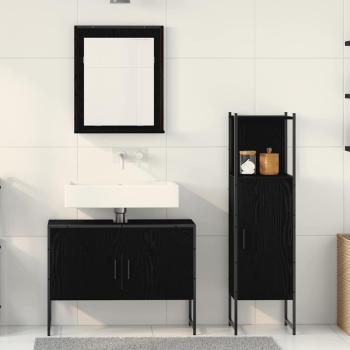 3tlg. Badschrank-Set Schwarze Eiche Holzwerkstoff
