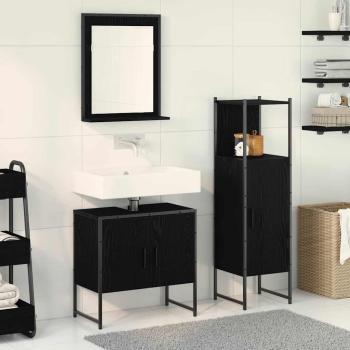 3tlg. Badschrank-Set Schwarze Eiche Holzwerkstoff