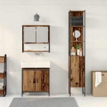 3-teiliges Badezimmermöbelset Alter Holz Engineered Wood