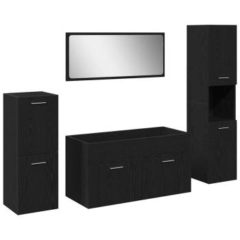 4-teiliges Badmöbel Set Schwarze Eiche Ingenieurn Holz