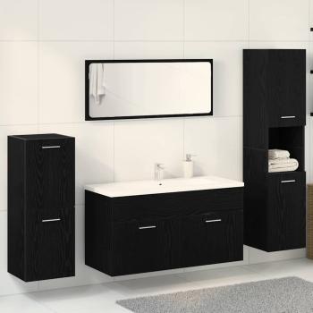 4-teiliges Badmöbel Set Schwarze Eiche Ingenieurn Holz