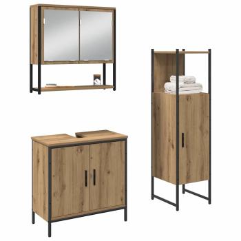 3-teiliges Badezimmermöbel Set Kunst-Eiche Holzwerkstoff
