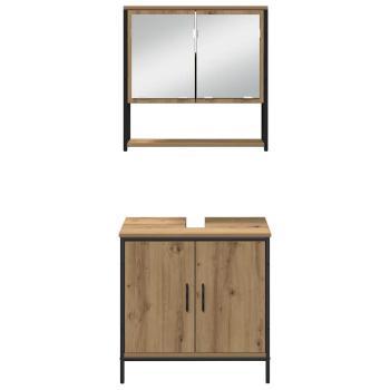 3-teiliges Badezimmermöbel Set Kunst-Eiche Holzwerkstoff