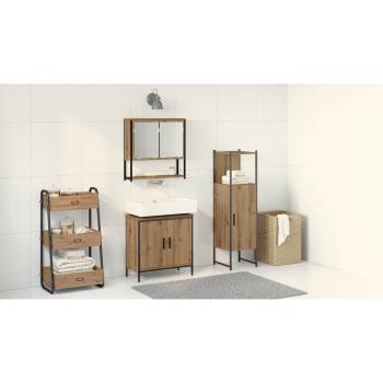 Badezimmermöbel-Set 3 stk. Braun 33 x 33 x 113,5 cm