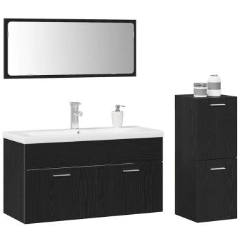 4-teiliges Badezimmermöbel-Set Schwarze Eiche Holzwerkstoff