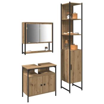 3-teiliges Badezimmermöbel-Set Artisan Eiche, Holzwerkstoff