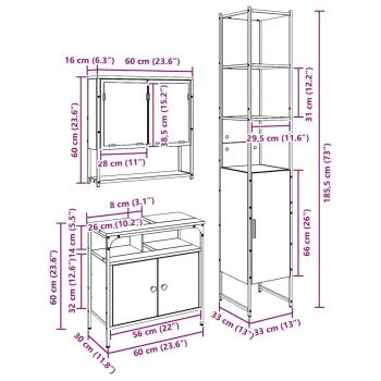 3-teiliges Badezimmermöbel-Set Artisan Eiche, Holzwerkstoff