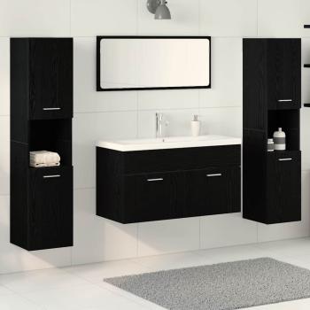 ARDEBO.de - 5-teiliges Badezimmermöbel Set Schwarze Eiche Holzwerkstoff