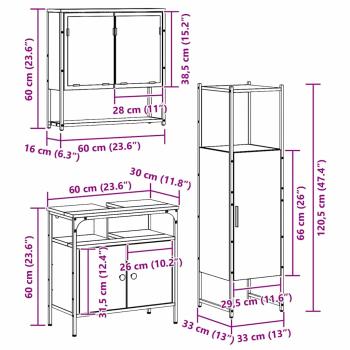 3-tlg Badezimmermöbel Set Artisan Eiche Holzwerkstoff