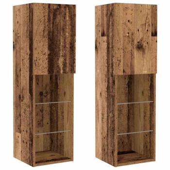 8 Stück TV-Wandeinheiten mit LED Altholz Engineered Wood