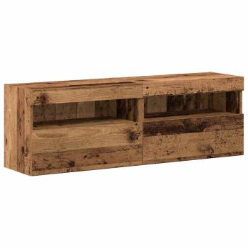 8 Stück TV-Wandeinheiten mit LED Altholz Engineered Wood