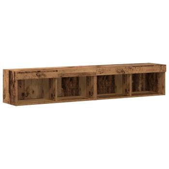 8 Stück TV-Wandeinheiten mit LED Altholz Engineered Wood