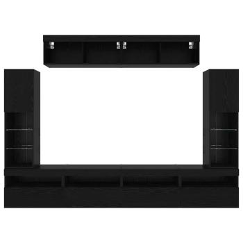 8-teilige TV-Wandeinheiten mit LED Schwarze Eiche Kunststoffholz