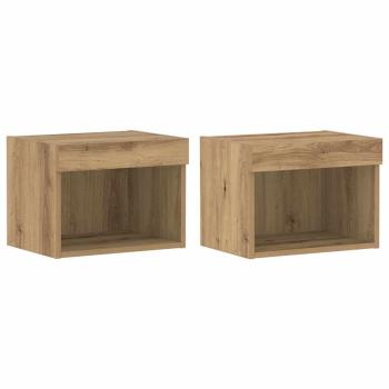 8-teilige TV-Wandkonsole mit LED Artisan Eiche Holzwerkstoff