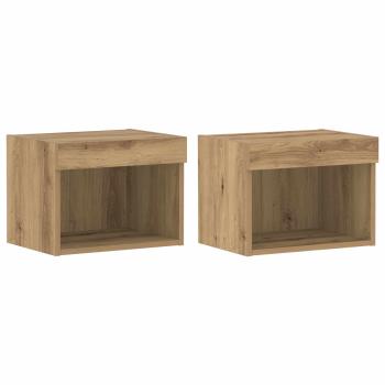 8-teilige TV-Wandkonsole mit LED Artisan Eiche Holzwerkstoff