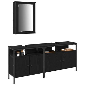 Badezimmer Waschbeckenmöbel 3 stk. Schwarz 80 x 30 x 60 cm