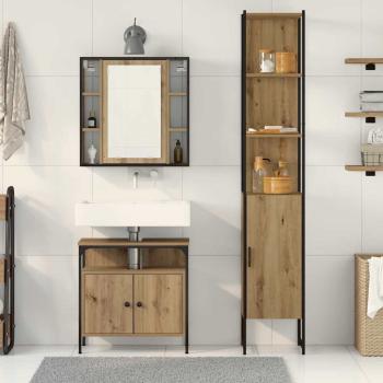 3-teiliges Schminktisch-Set in geräucherter Eiche, engineered Wood