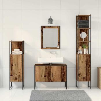 4-teiliges Badezimmermöbelset Altholz Holzwerkstoff