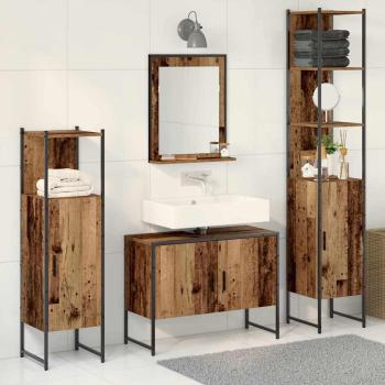 4-teiliges Badezimmermöbelset Altholz Holzwerkstoff
