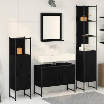 ARDEBO.de - 4-teiliges Badezimmermöbel-Set Schwarze Eiche Holzwerkstoff