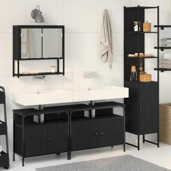 ARDEBO.de - 4-teiliges Badezimmermöbel-Set Schwarze Eiche