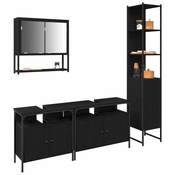 4-teiliges Badezimmermöbel-Set Schwarze Eiche