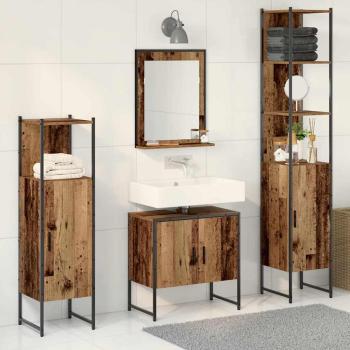 ARDEBO.de - 4-teiliges Badezimmermöbel-Set Altes Holz