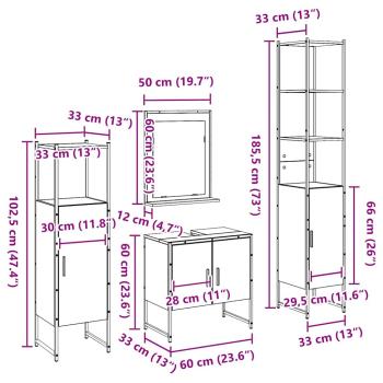 4-teiliges Badezimmermöbel-Set Altes Holz