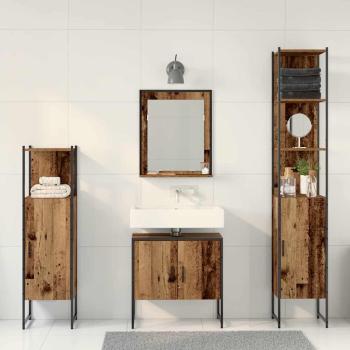 4-teiliges Badezimmermöbel-Set Altes Holz