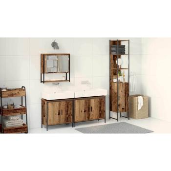 4-teiliges Badezimmermöbel Set - Altes Holz - Spanplatte