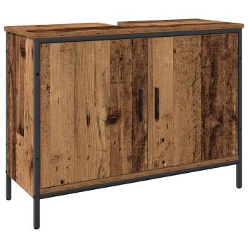 4-teiliges Badezimmermöbel Set - Altes Holz - Spanplatte