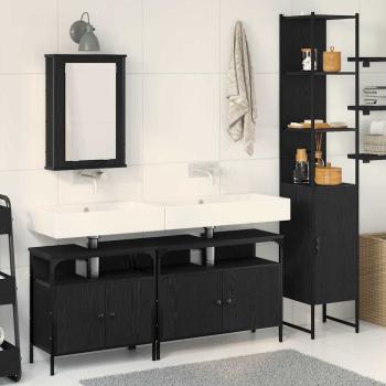ARDEBO.de - 4-teiliges Badezimmer Möbelset Schwarze Eiche Holzwerkstoff