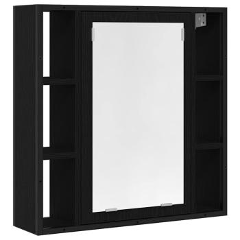 4-teiliges Badezimmermöbel-Set Schwarz Eiche Holzwerkstoff