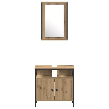 4-teiliges Badezimmermöbel Set aus Eichen-Holzwerkstoff