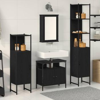ARDEBO.de - 4-teiliges Badmöbel Set Schwarze Eiche Spanplatte