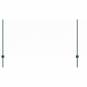 Zaunpfosten 11 Stk U-Kanal Grün 100 cm Stahl, Sechseckzaun Grün 1x50 m Stahl