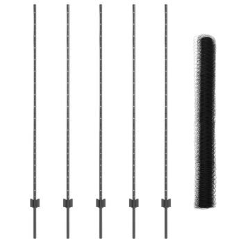Zaunpfosten 10 Stück U-Kanal Grau 160 cm Stahl, Sechseckzaun Grau 1,6x10 m Stahl