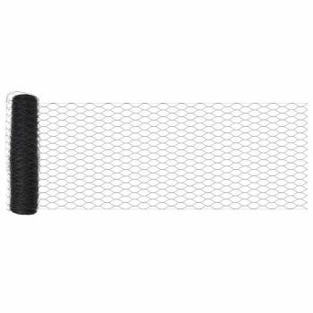 Zaunpfosten 11 Stück U-Kanal Grau 80 cm Stahl, Sechseckzaun Grau 0.8x50 m Stahl