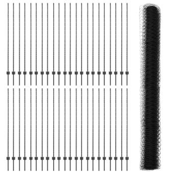 Zaunpfosten 22 Stück U-Kanal Grau 150 cm Stahl, Sechseckiger Zaun Grau 1,5x100 m Stahl