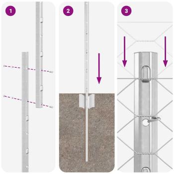 Zaunpfosten 10 Stück U-Kanal 120 cm Verzinkter Stahl, Sechseckzaun 1,2x10 m Verzinkter Stahl