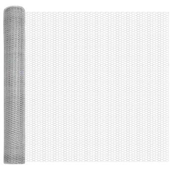 Zaunpfeiler 10 Stück U-Kanal 120 cm Feuerverzinkter Stahl, Sechseckiger Zaun 1x50 m Feuerverzinkter Stahl
