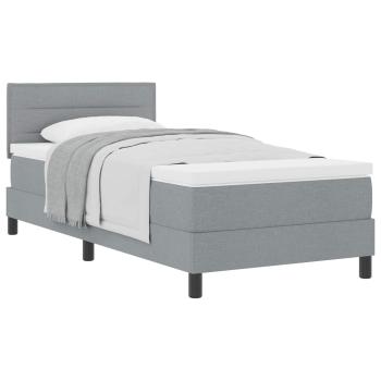 Boxspringbett mit Kopfteil Hellgrau 90 x 200 cm Stoff