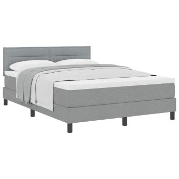 Boxspringbett mit Matratze Hellgrau 140x190 cm Stoff
