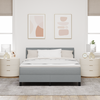 Boxspringbett mit Matratze Hellgrau 140x190 cm Stoff