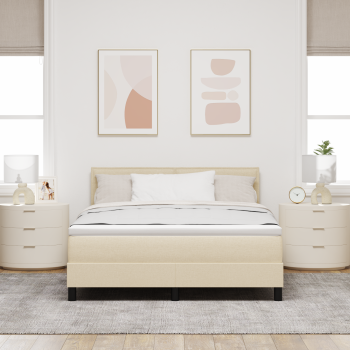 Boxspringbett mit Matratze Creme 140x190 cm Stoff
