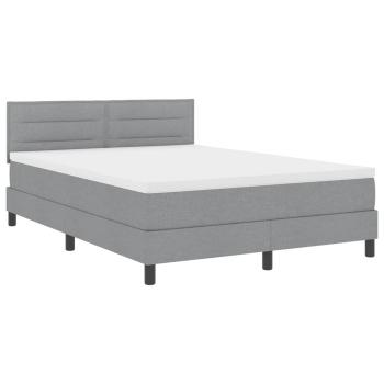 Boxspringbett mit Matratze Hellgrau 140x200 cm Stoff