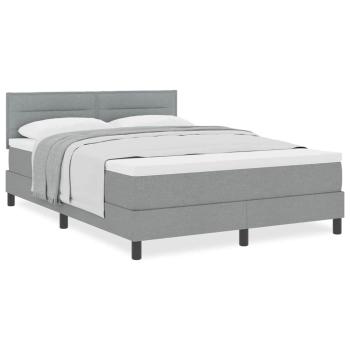 Boxspringbett mit Matratze Hellgrau 140x200 cm Stoff