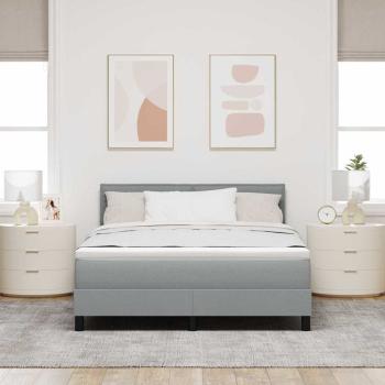 Boxspringbett mit Matratze Hellgrau 140x200 cm Stoff