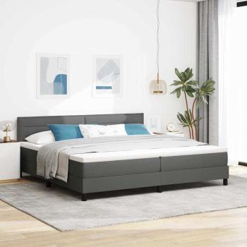 ARDEBO.de - Boxspringbett mit Matratze Dunkelgrau 200x200 cm Stoff